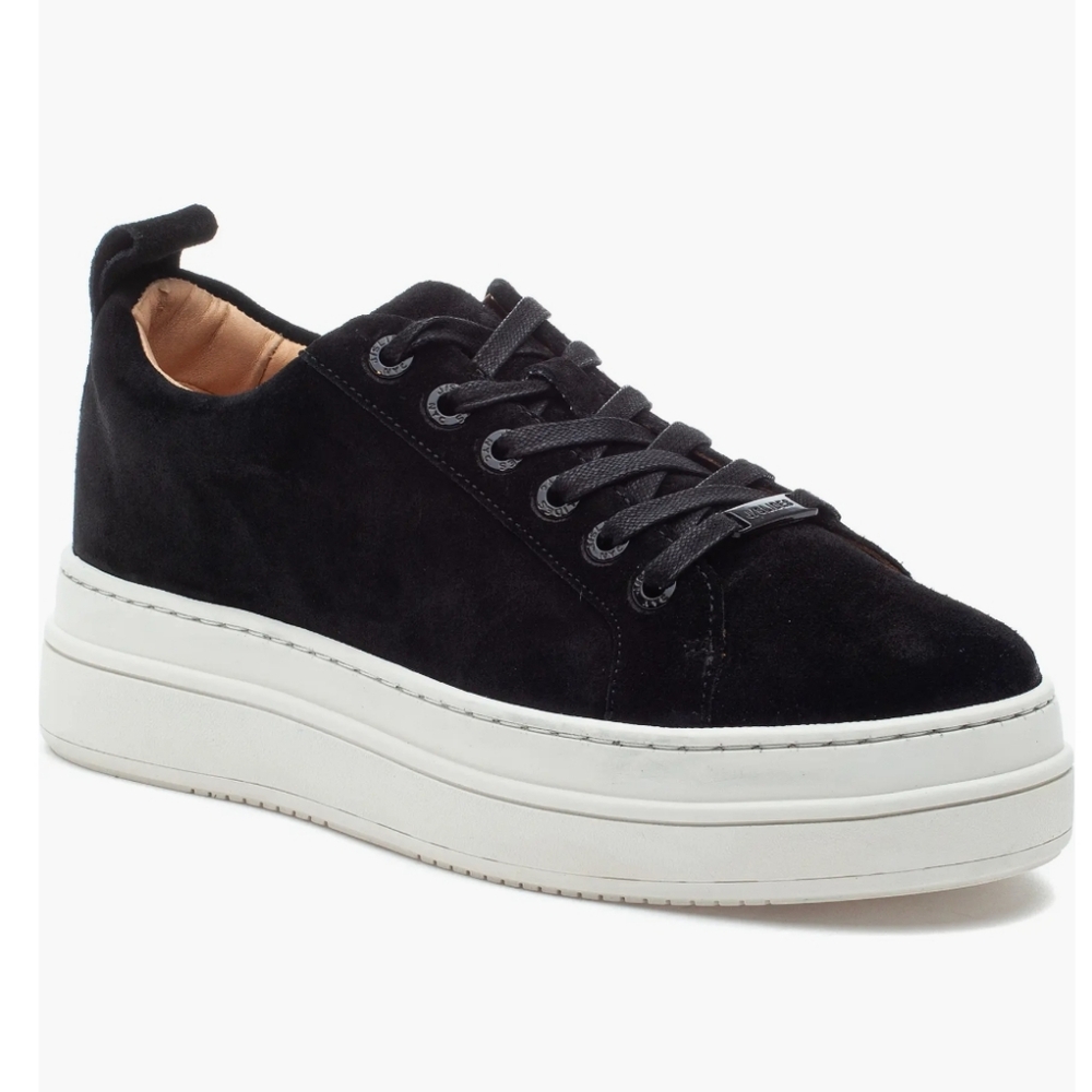 J Slides Noca Black Suede Leather Platform Lace Up Comfort Sneakers Women Size 7